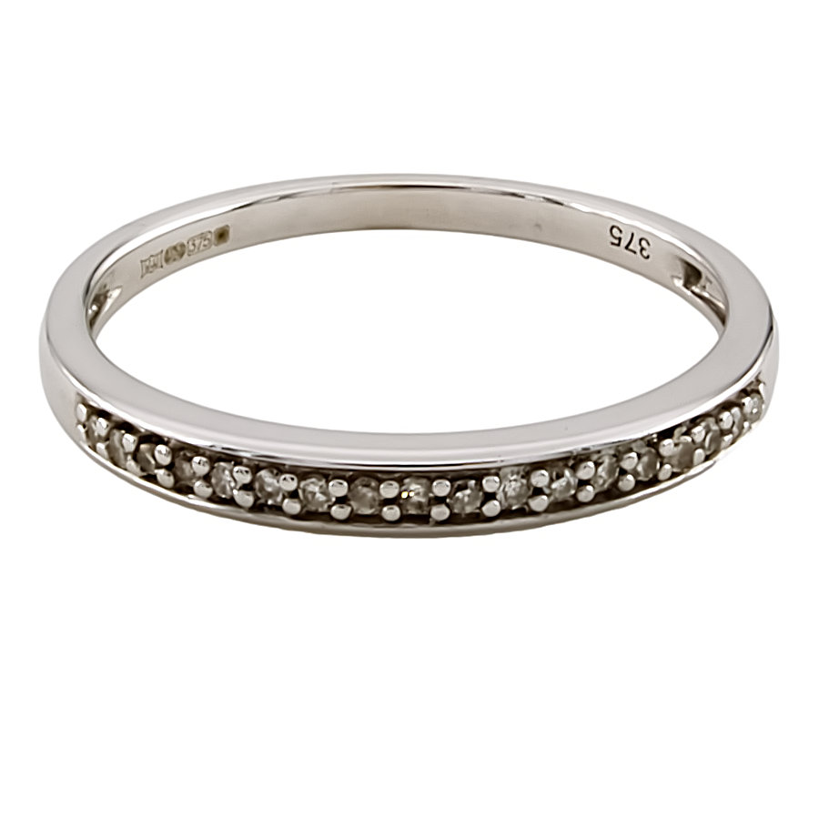 9ct white gold diamond half eternity Ring size O